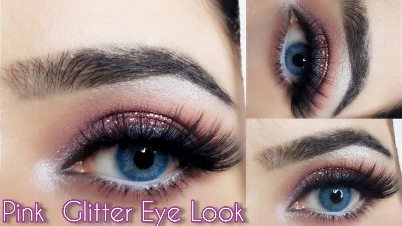 Pink Glitter Eye Makeup Tutorial|party eye Makeup step by step/zubaria ...