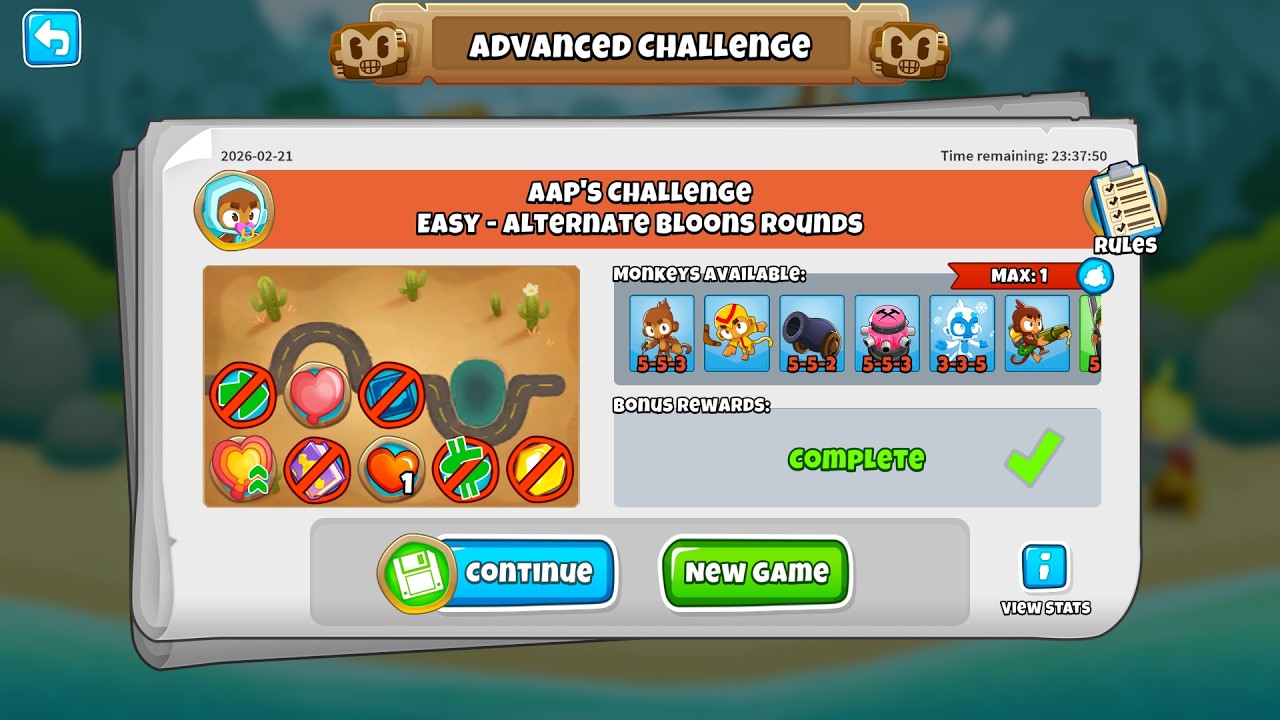 BTD6 - Advanced Challenge（Feb 21, 2026）