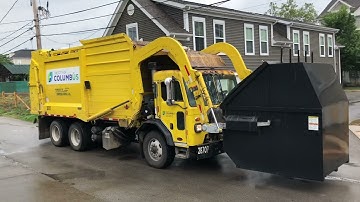 2020 Columbus Front Loader collecting 2 large dumpsters