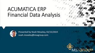 Acumatica ERP Financial Data Analysis