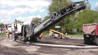 Road Milling Machine Working On An Old Asphalt Street | Asphalt Removal