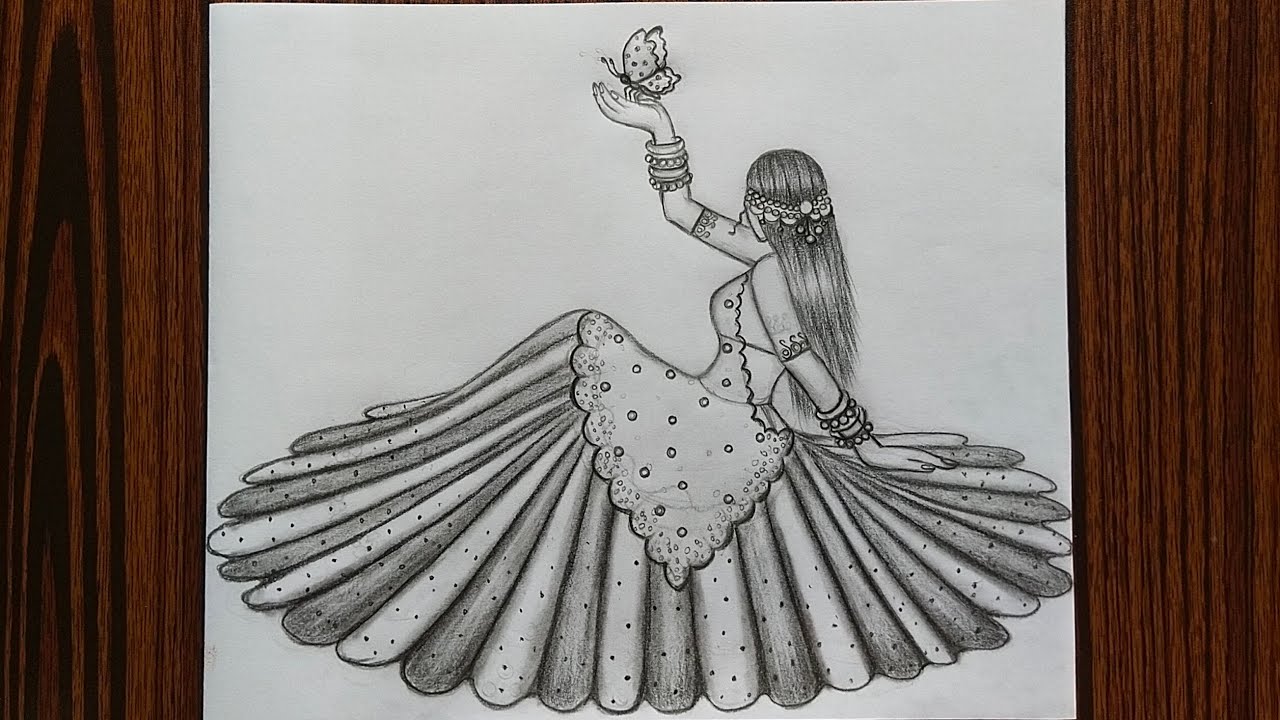 How to Draw a Girl Traditional Lehenga - Beautiful Lehenga Drawing ||  Pencil drawing || Drawing | #girldrawing #drawing #art #girldress | By  Drawingneelu | Facebook