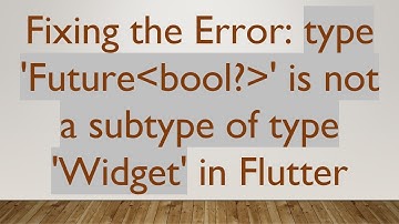 Fixing the Error: type 