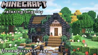 Minecraft Relaxing Longplay - Building a Small Cottage in the Flower Forest (No Commentary)