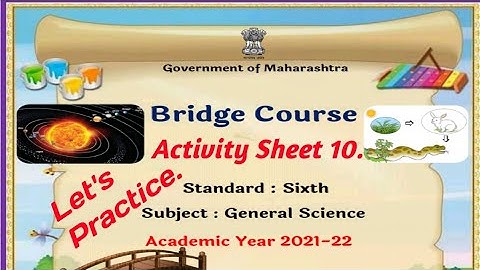 Bridge Course | Std 6th General Science | Activity Sheet 10 | Let