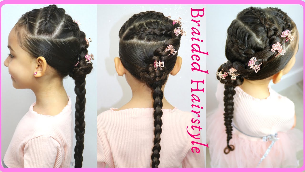 Kids Braided Hairstyles with Beads, Mixed Curly Girl Corn Row Braids