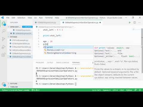 Python Step By Step Urdu 05 Math Expression Unfamiliar Operators