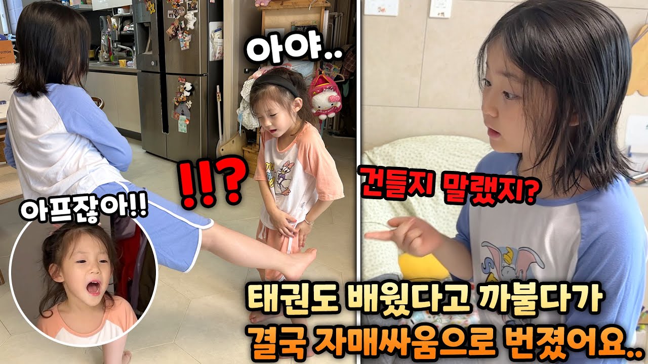 태권도 배웠다고 언니한테 덤볐다가..결국 자매 싸움으로 번진 태권도 대결..