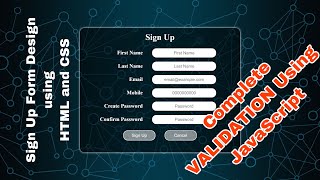 Famous SIGN UP FORM DESIGN AND COMPLETE VALIDATION USING JAVASCRIPT | HTML | CSS Wealth