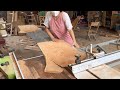 Woodworking skills of young female carpenter // Making a wooden bed