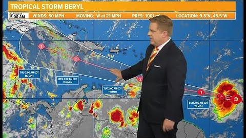 Tropical Storm Beryl could impact the Caribbean as a hurricane