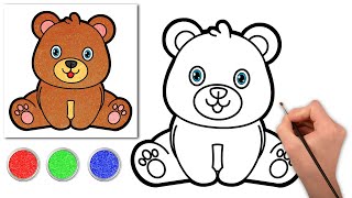 how to draw a cute teddy bear easy drawing and glitter coloring chikiart
