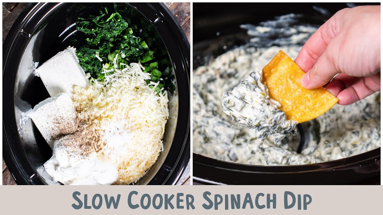 Crockpot Spinach Dip {Healthy Spinach Dip} - The Cookie Rookie (VIDEO)