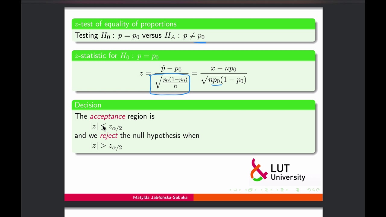 Advanced Statistics - Week 2 - Hypothesis testing in population ...