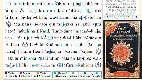 ختمة من مصحف التجويد باللغة الألمانية الصفحة رقم 185