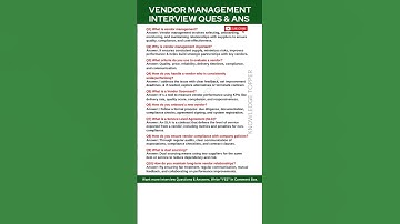 Vendor Management Interview Questions and Answers