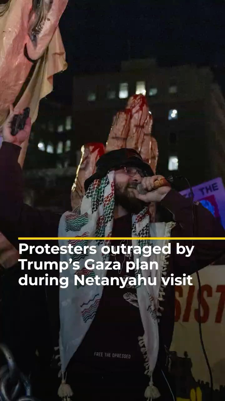 US protesters outraged by Trump’s Gaza plan during Netanyahu visit | AJ#shorts