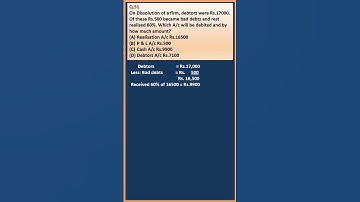 MCQ 51 DISSOLUTION OF FIRM| CLASS 12| ACCOUNTS| D K Goel Solutions| Shorts| Goodwill @learnwithease