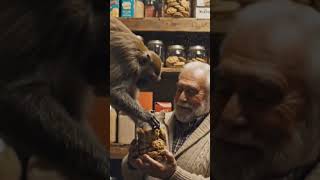 Monkey helping Oldman in shop #animalnature #helpinganimals #oldman #helpingmonkey #lovelyanimals