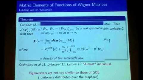 013 Limited theorems for Spectral Statistics of Large Random Matrices by Leonid Pastur