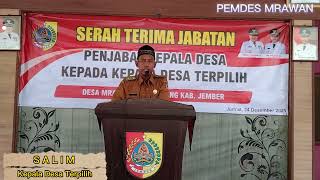 Sambutan Kades Terpilih dlm Kgtan Serah terima Jabatan Pejabat kepala Desa kpda kepala desa Terpilih