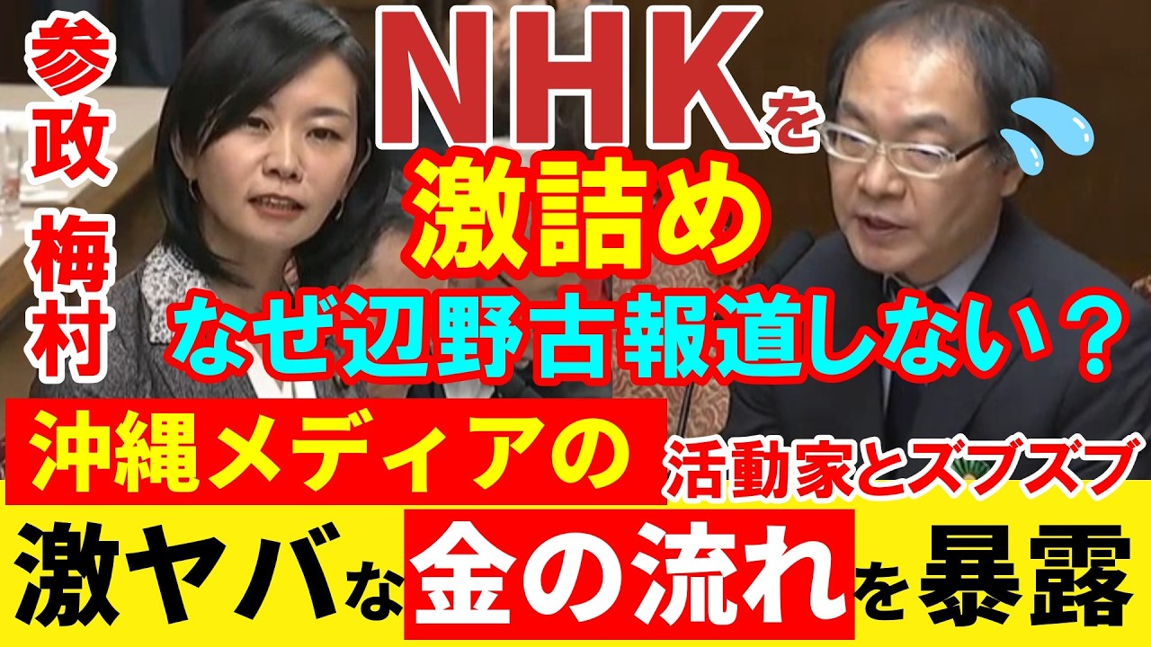 【金の流れ】「メディアと活動家」のズブズブな関係を暴露！辺野古事故が報道されない理由がヤバすぎる NHKを激詰め！国会 参政党 梅村みずほ