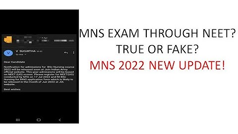 Mns exam through Neet | New update on mns 2022 exam | Mns is aim