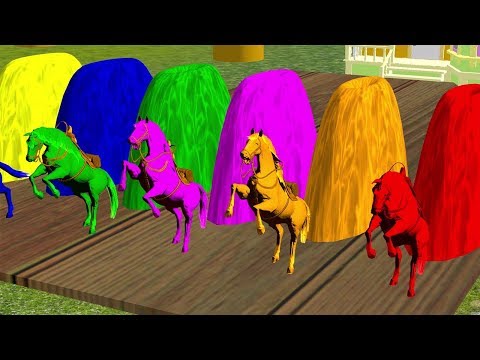 learn-colours-with-horse-running-in-water-|-3d-horse-colors-songs-collection-|horse-running-for-kids