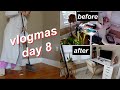 CLEAN &amp; REARRANGE MY APARTMENT WITH ME + MY NEW HOME OFFICE! | VLOGMAS DAY 8