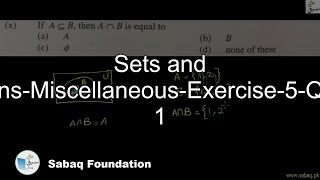 Sets and Functions-Miscellaneous-Exercise-5-Question 1, Math Lecture | Sabaq.pk