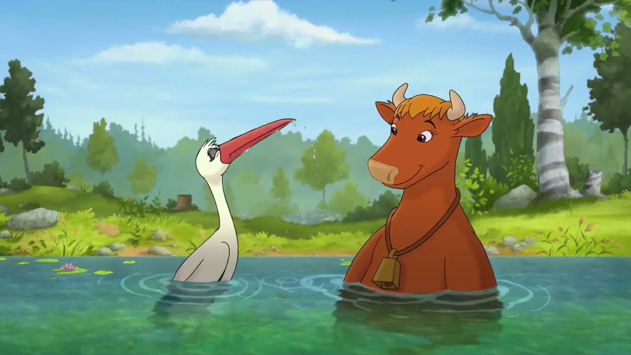 mamma mu åker vattenrutschkana