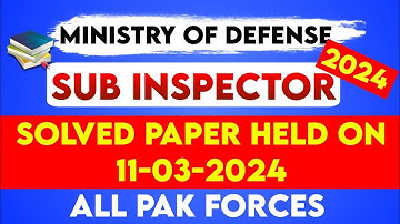 Ministry of Defense Solved Paper 2024|Ministry Of Defense Sub Inspector Solved paper 2024|Bilal BM