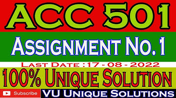 ACC501 Assignment 1 Part 01