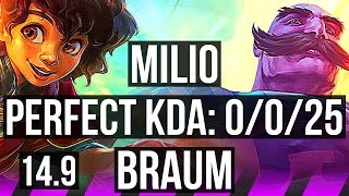 MILIO & Lucian vs BRAUM & Kalista (SUP) | 0/0/25, 8k DMG | EUW Diamond | 14.9