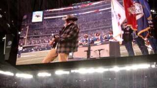 Ted Nugent performs the National Anthem at Cowboys Stadium