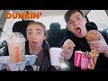 trying DUNKIN’S NEW HOLIDAY DRINKS!*new mini pancakes and more*