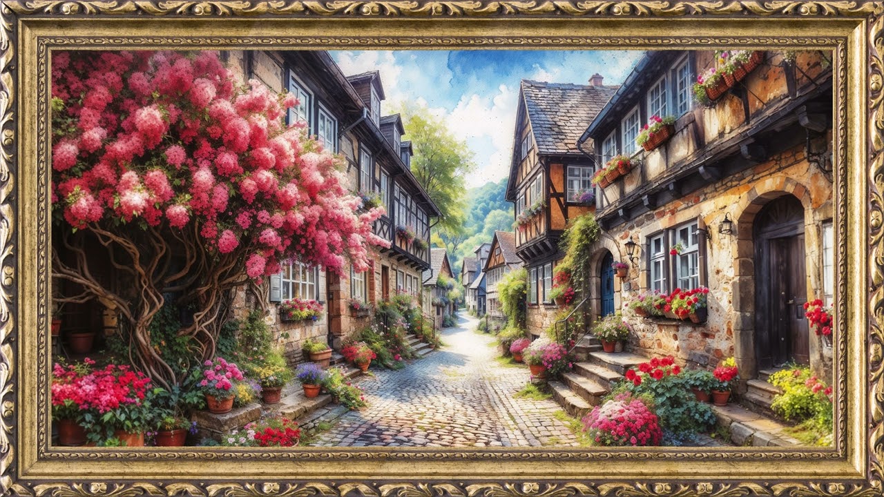 Old Street Framed Painting | TV Art Screensaver | 8 Hours | TV Wallpaper | 4K