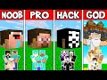 Minecraft: FAMILY HEAD BLOCK HOUSE BUILD CHALLENGE - NOOB vs PRO vs HACKER vs GOD in Minecraft