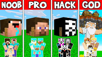 Minecraft: FAMILY HEAD BLOCK HOUSE BUILD CHALLENGE - NOOB vs PRO vs HACKER vs GOD in Minecraft