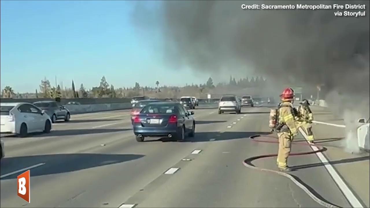 Tesla Engulfed in Flames After Battery "Spontaneously Caught Fire