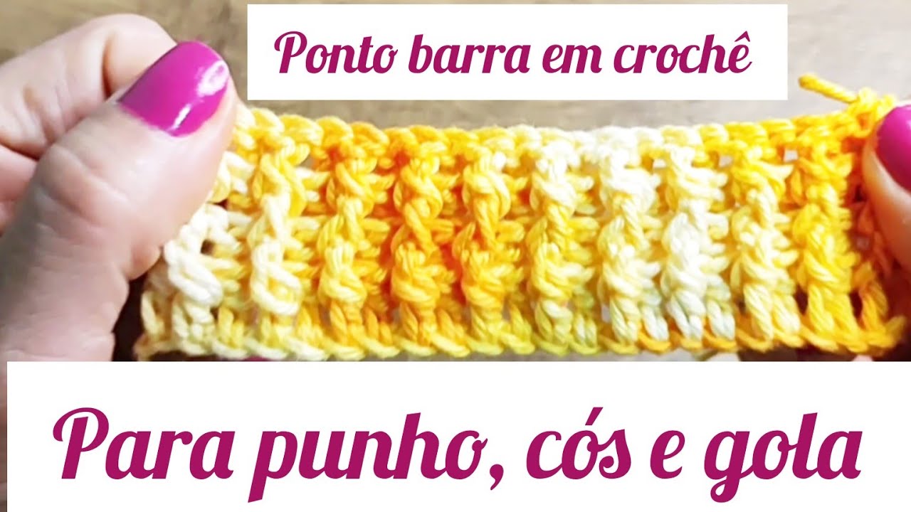 como fazer ponto barra em crochê com pontos altos 1x1 - YouTube