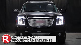 DIY Install Spec-D Projector Headlights GMC Yukon (07-14) Switchback LED DRL C-Bar - Black / Chrome