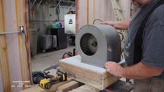 using an old furnace blower for a exhaust fan and finishing the back wall