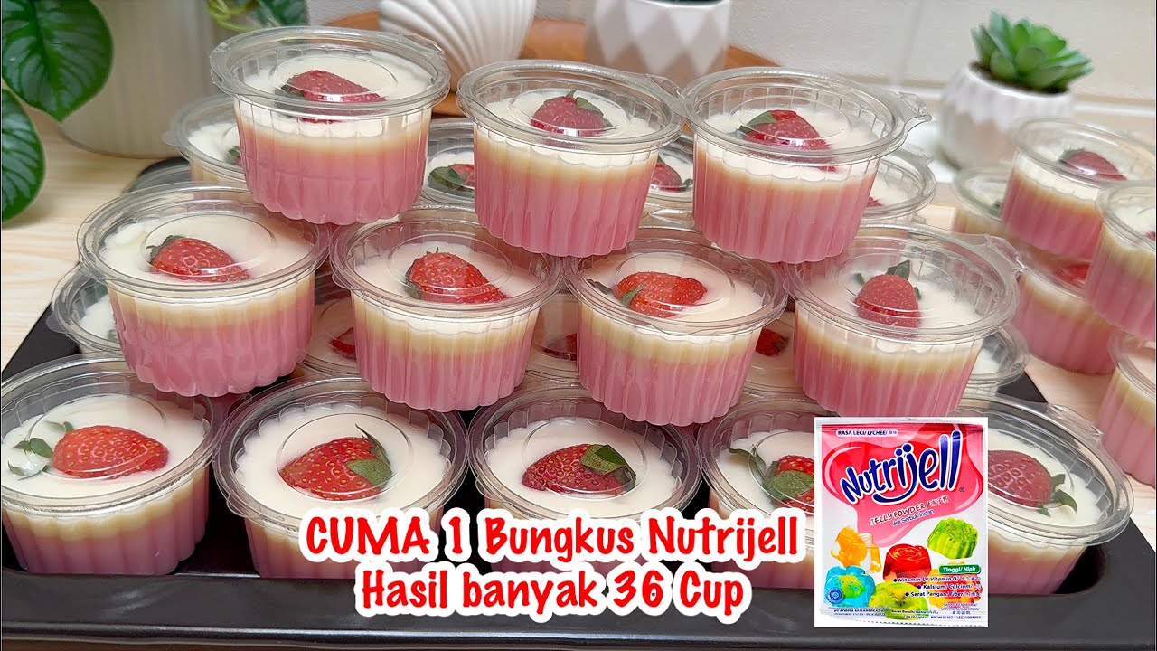 PELUANG USAHA CUMA 1 BUNGKUS NUTRIJELL HASIL 36 CUP | Puding Strawberry Vla Vanilla