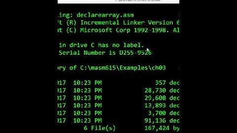 Assembly Toturial Declaring Array Using DUP Lec22