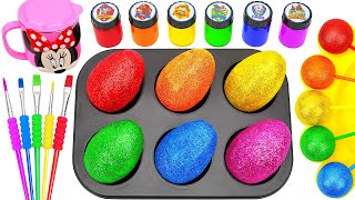 Satisfying Video l How to make Rainbow Lollipop Candy and Glitter Surprise Eggs into Playdoh ASMR #3
