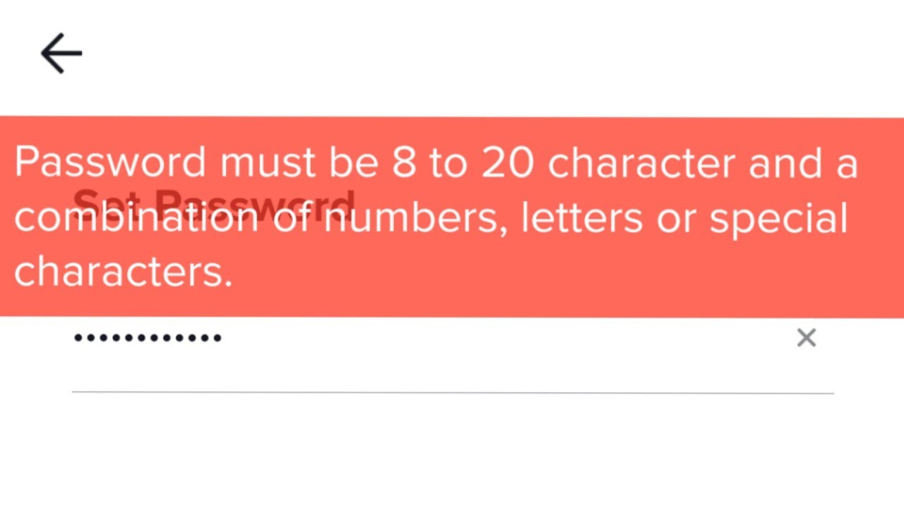 special character คือ  2022  Tiktok | Fix Password must be 8 to 20 Character And A Combination of Number, letter or special