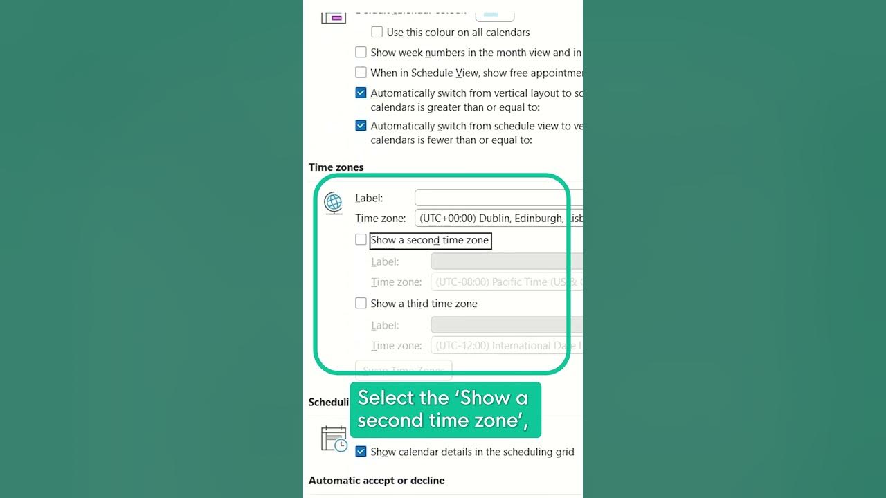 How to Add Time Zones to Microsoft Calendar YouTube