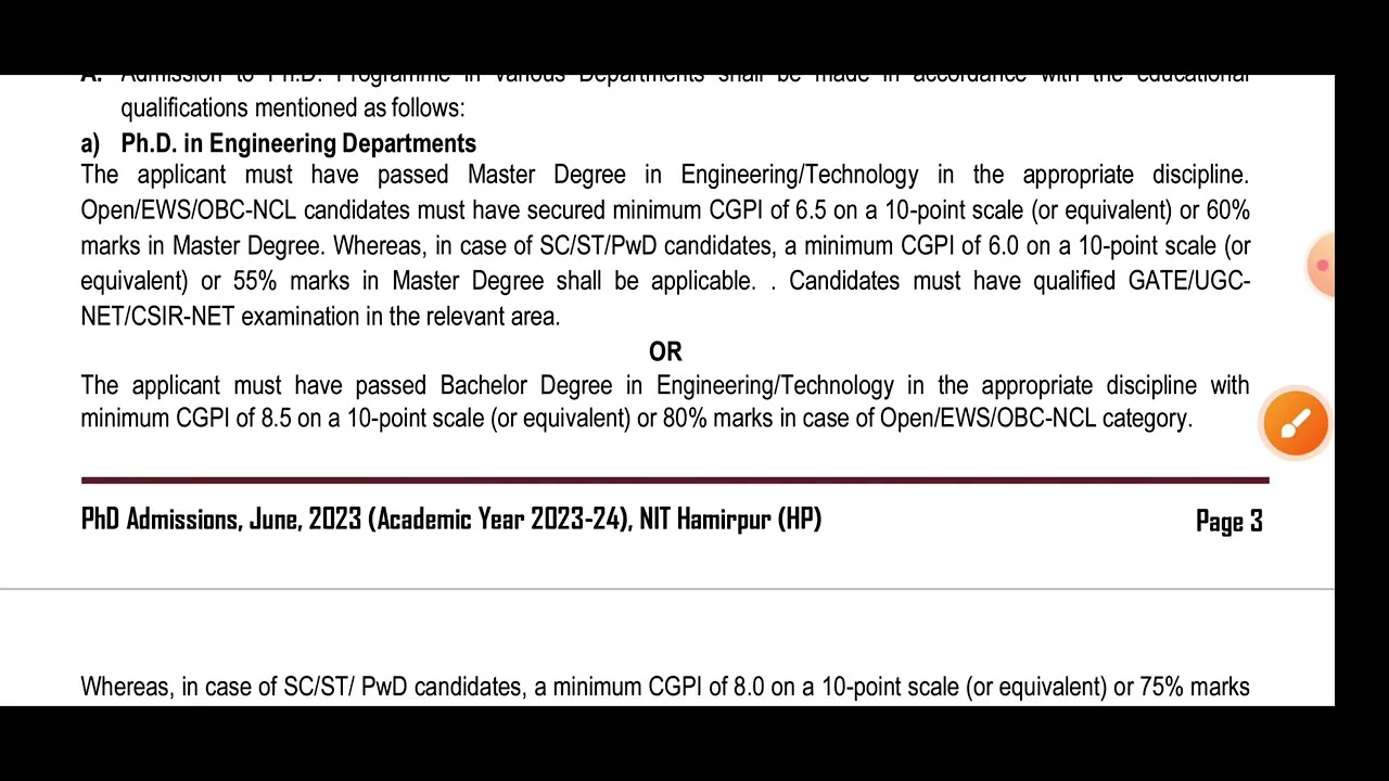 NIT Hamirpur PHD admission notification 2023 - YouTube