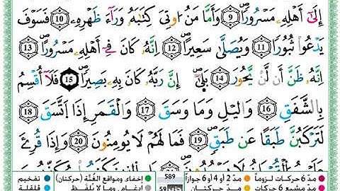 سورة الانشقاق مكتوبة برواية ورش عن نافع